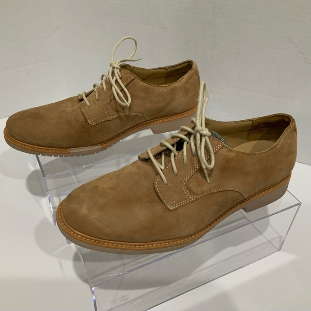 Cole Haan Tan Suede Derby Shoes with Cream Laces Men’s Size 8